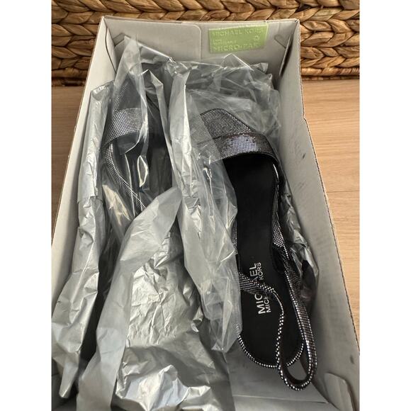 NIB! Michael Michael Kors Mila Metallic Foil Suede Sandal - Picture 2 of 9